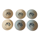 Flat plates series of six earthenware Longchamp décor Simone
