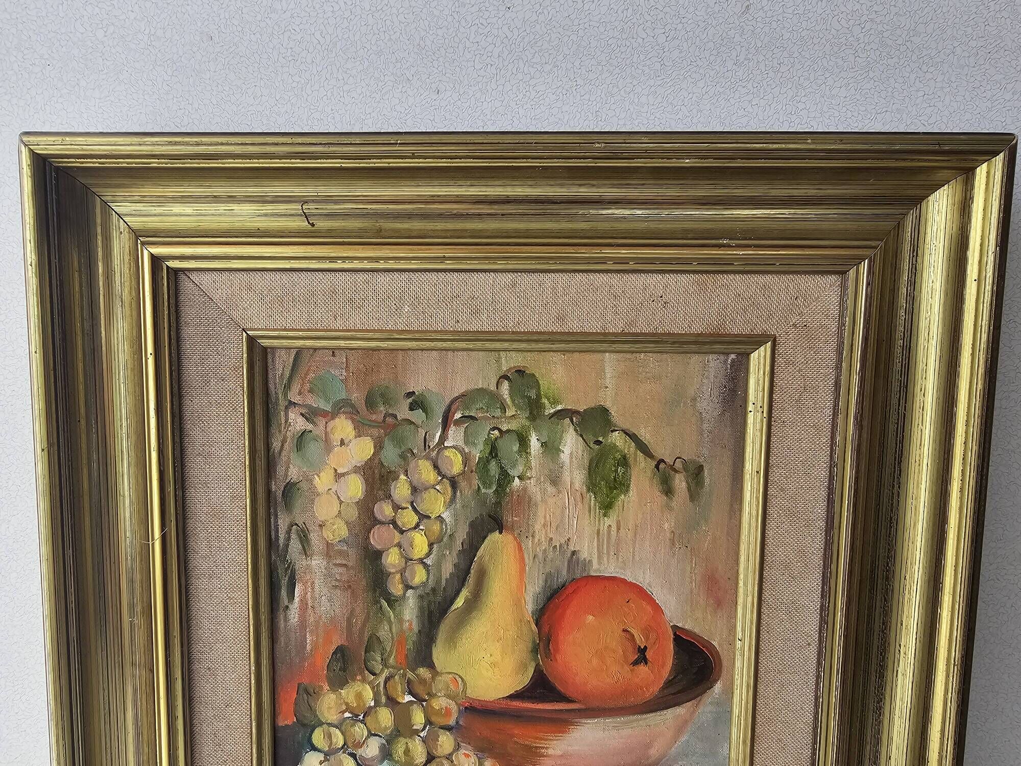 Oil Painting on Canvas Still Life with Fruits Signed Jorgji