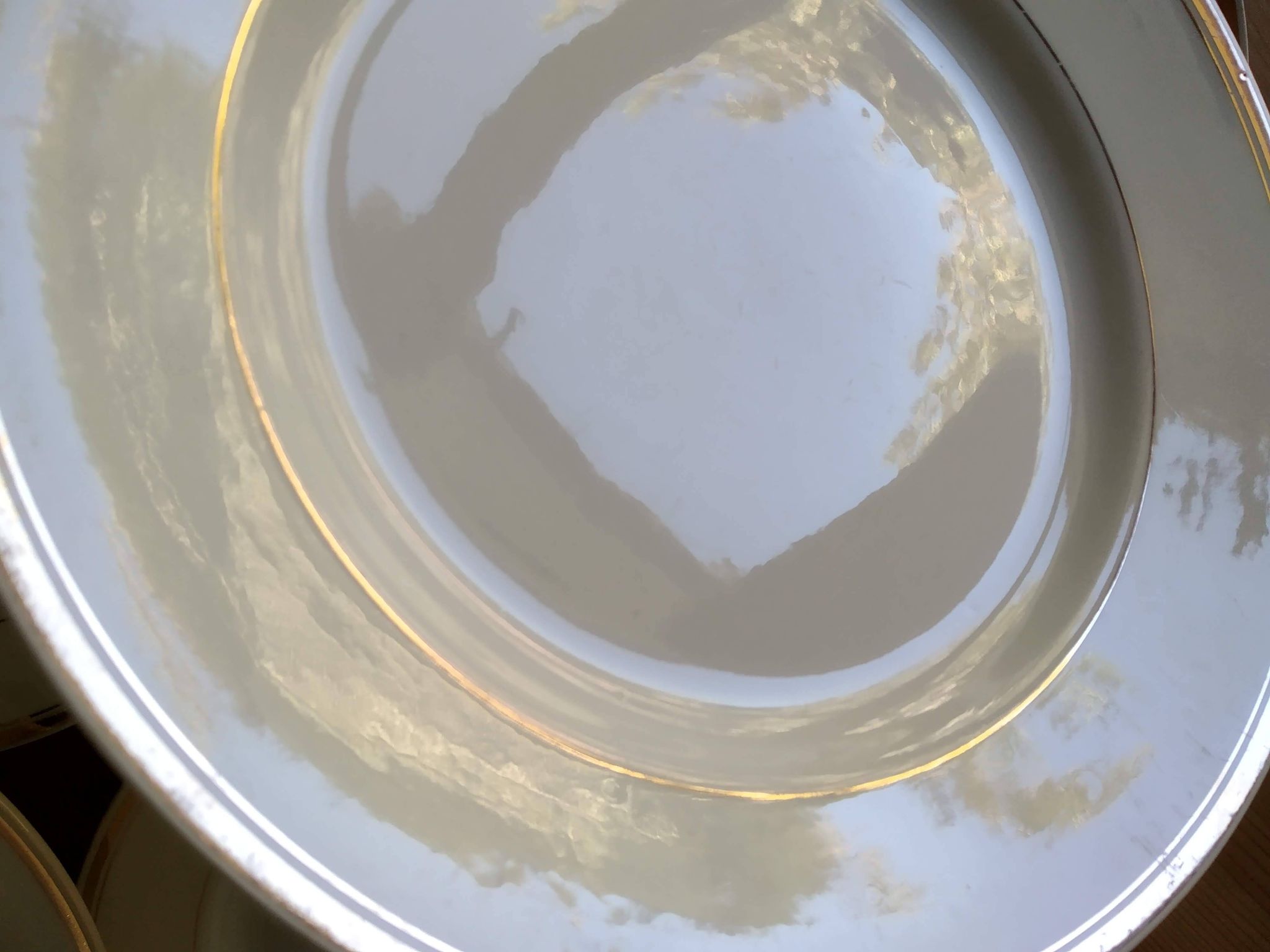6 Vintage Moulin des Loups Gold-Edged Dinner Plates