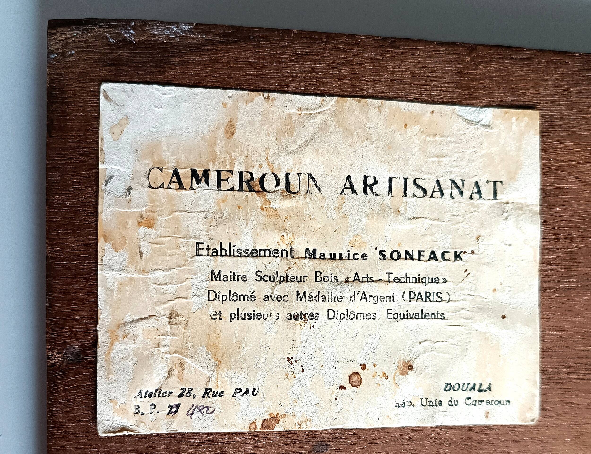 Maurice Sonfack African Tribal Carved Wooden Panel Cameroon