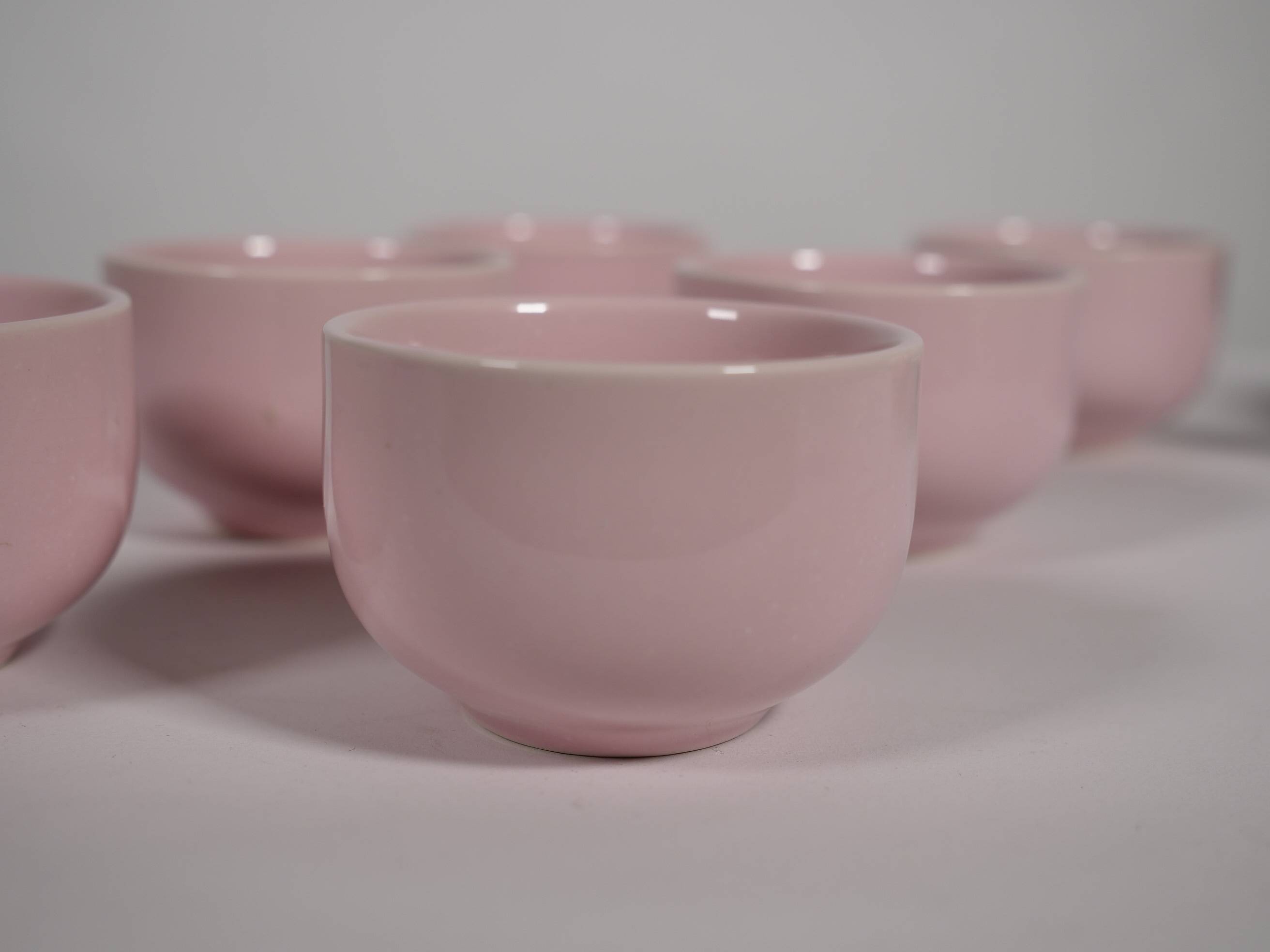 Mid-Century Vintage Tea Set Pastel Pink Porcelain Teapot & Cups, 1960s