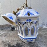 Handmade openwork ceramic pendant lamp