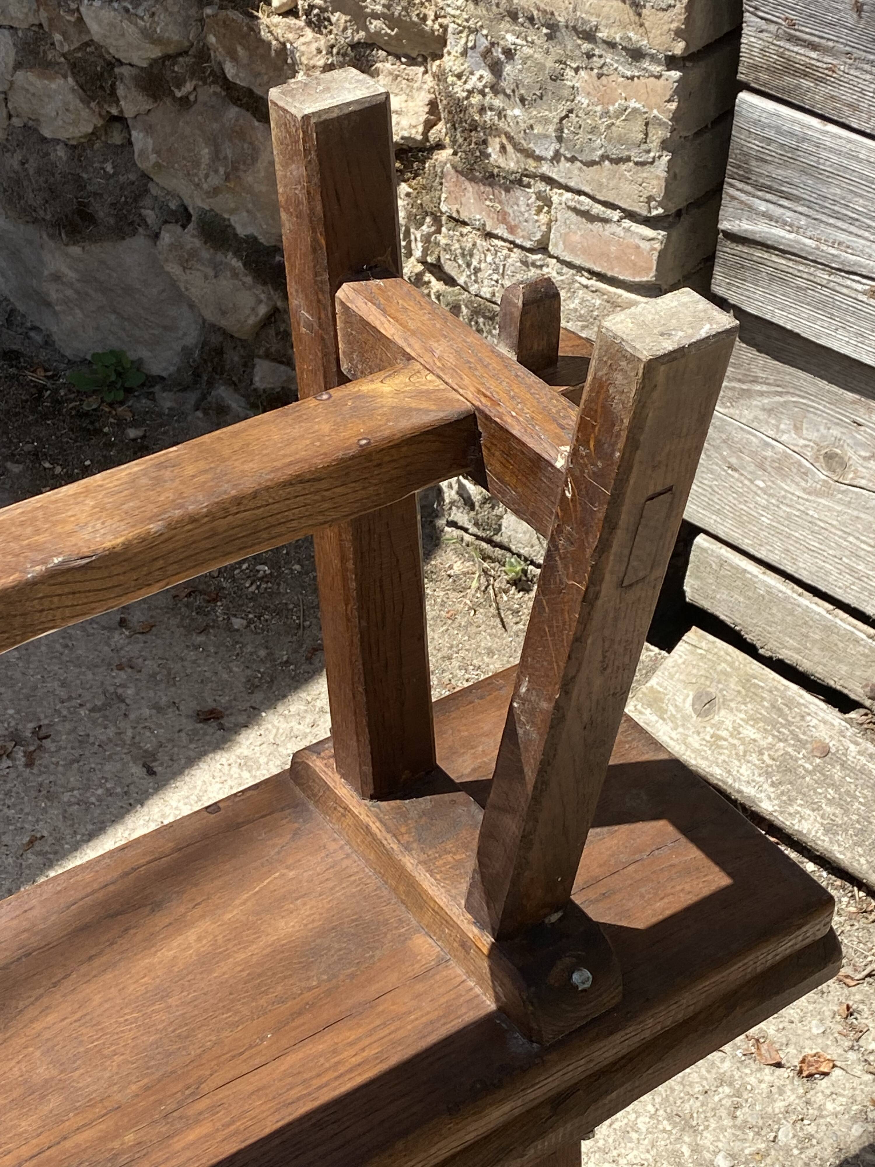 Solid oak farmhouse bench 140cm for rustic farmhouse table 1950