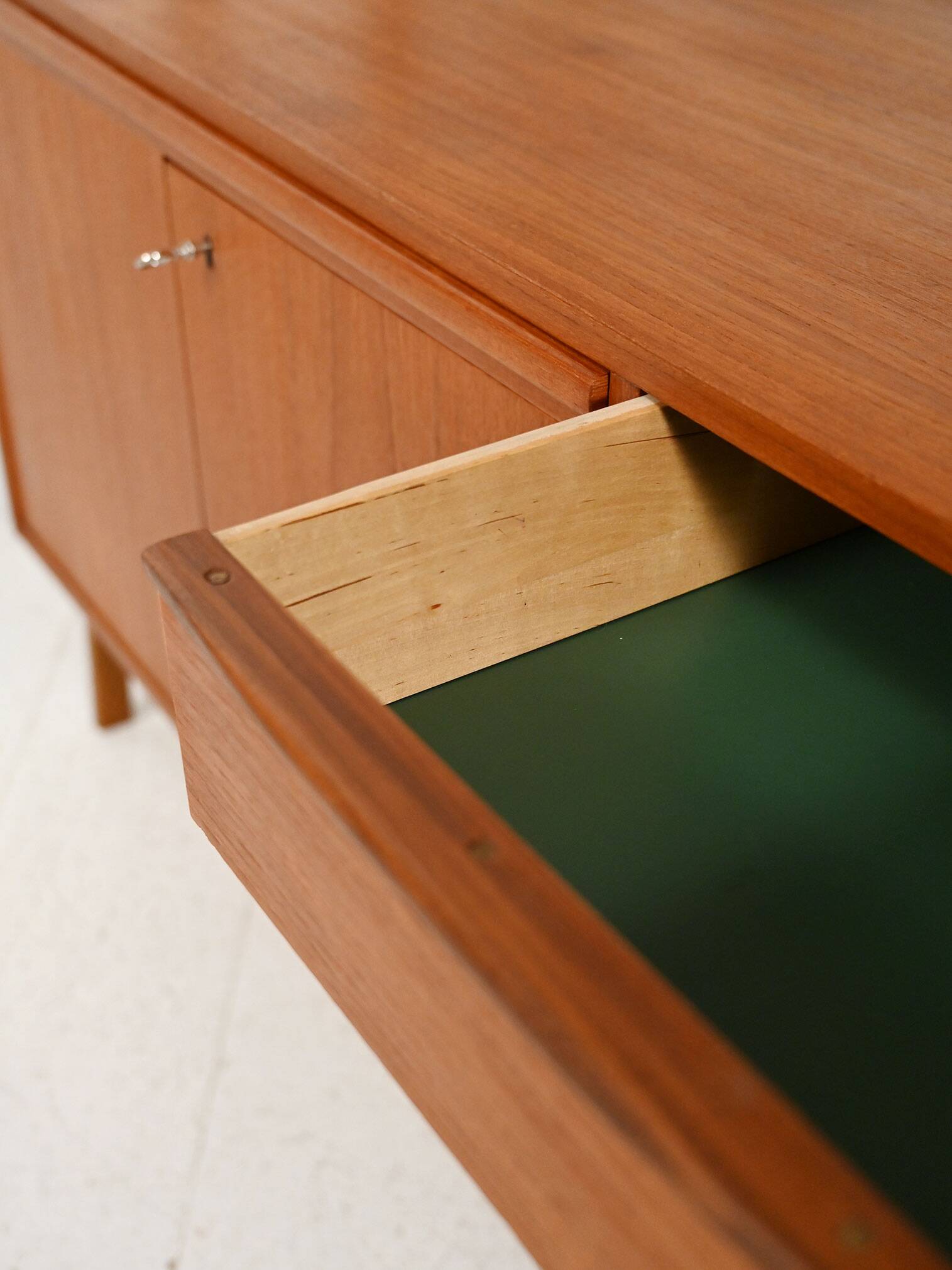 Scandinavian teak bookcase with pull-out desk