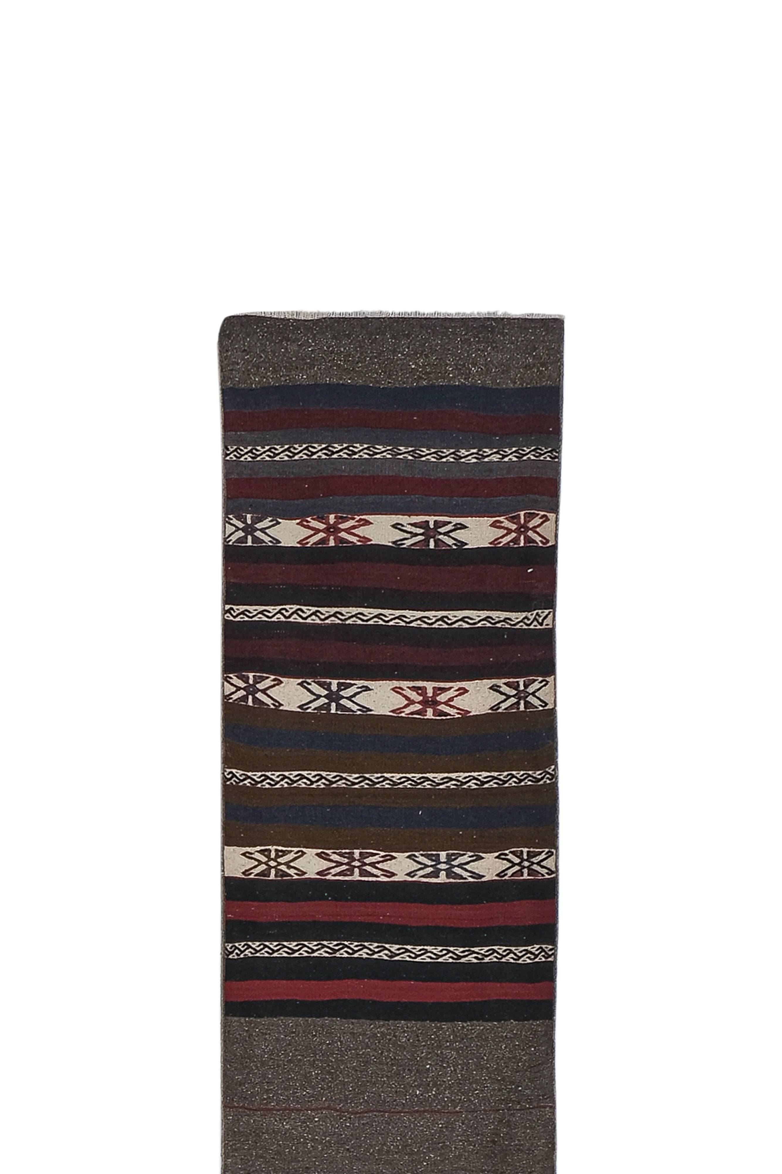 Early 20th Century Gabbeh Stair Kilim Runner with Horizontal Stripe
