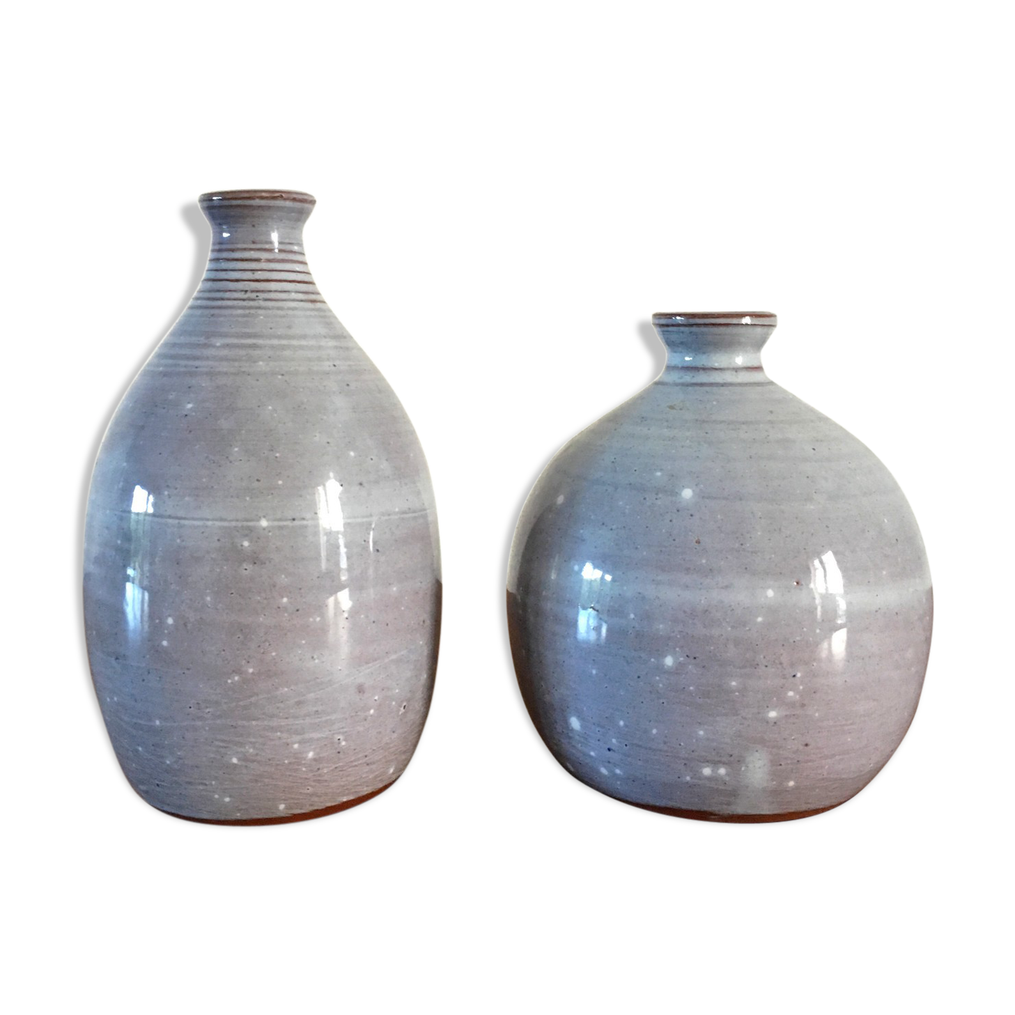 2 vintage ceramic vase signed