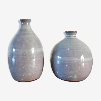 2 vintage ceramic vase signed