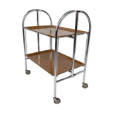 Mid-century Vintage Chrome and Plywood Folding Serving Trolley, 1950's