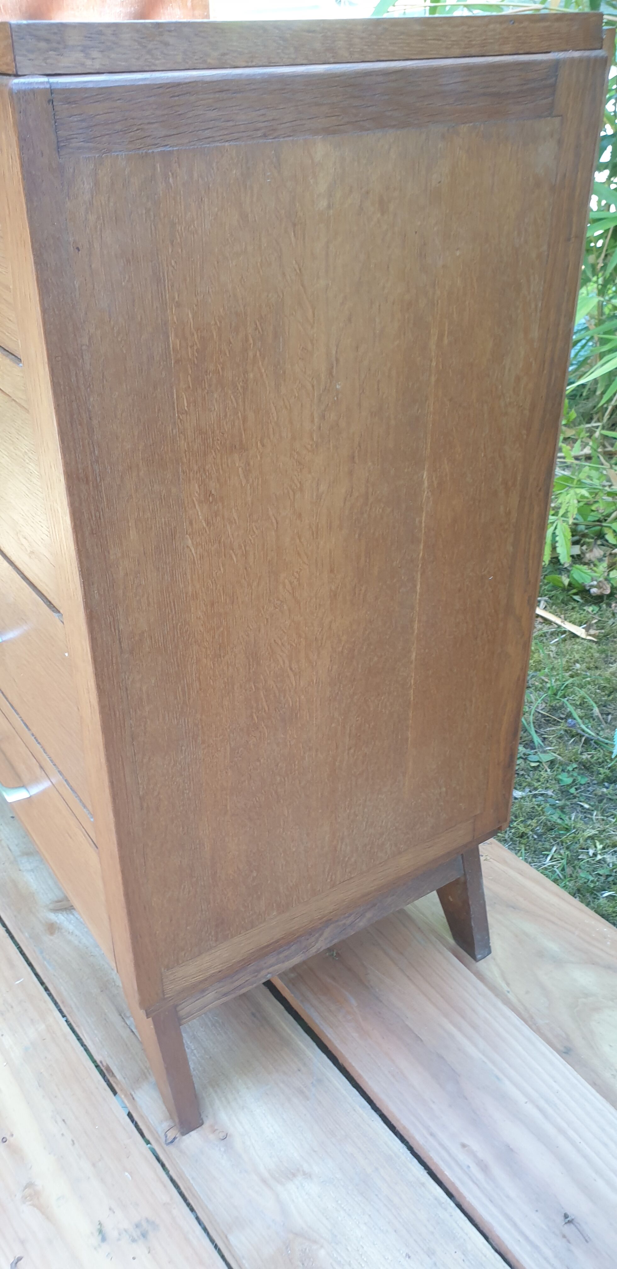 Asymmetrical oak cabinet