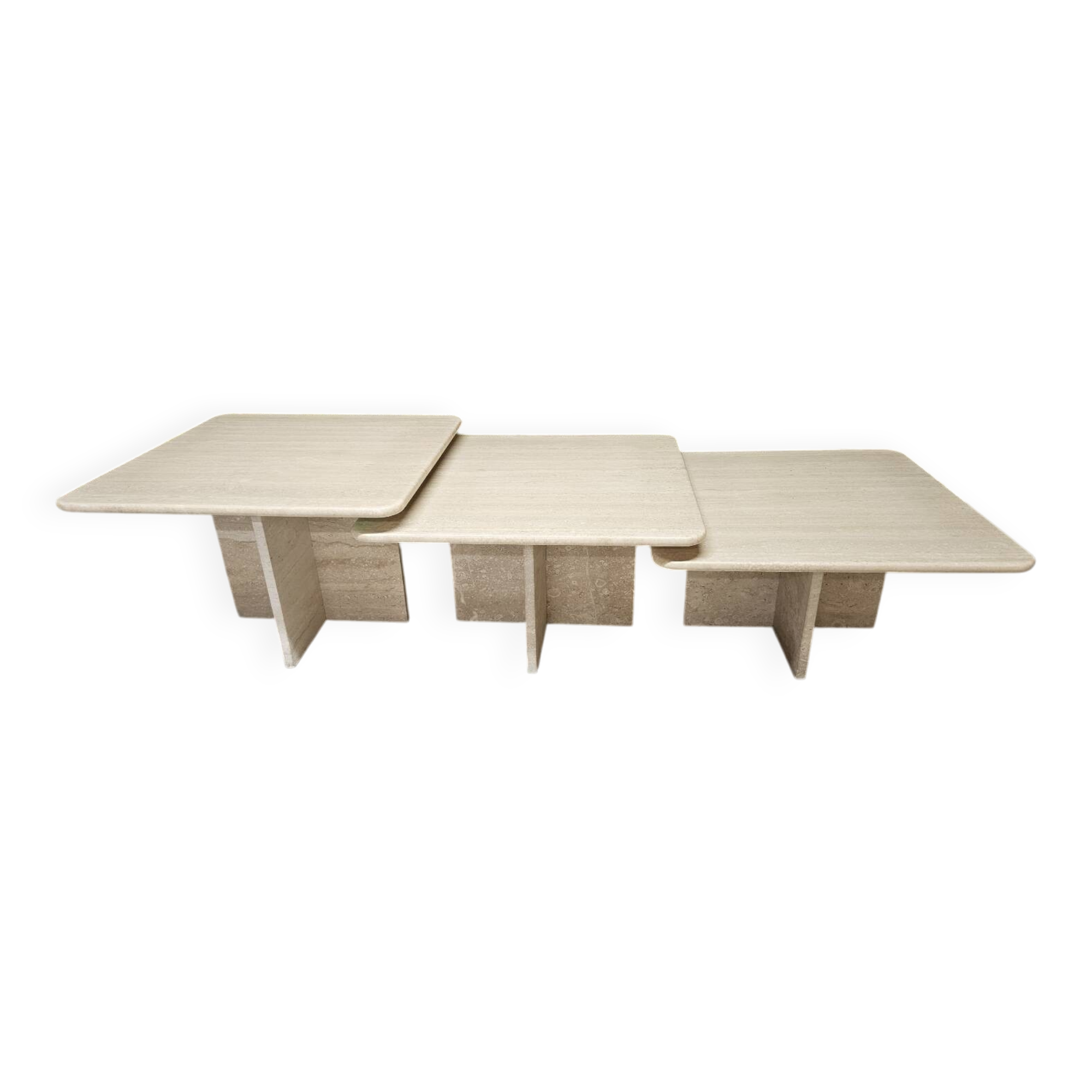 Set of 3 travertine nesting tables