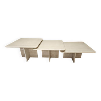 Set of 3 travertine nesting tables