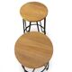 Pair of industrial style bar stools – Wooden seat & tapered legs