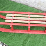 Luge vintage biplace traîneau bois de chêne 1930's 106 cm