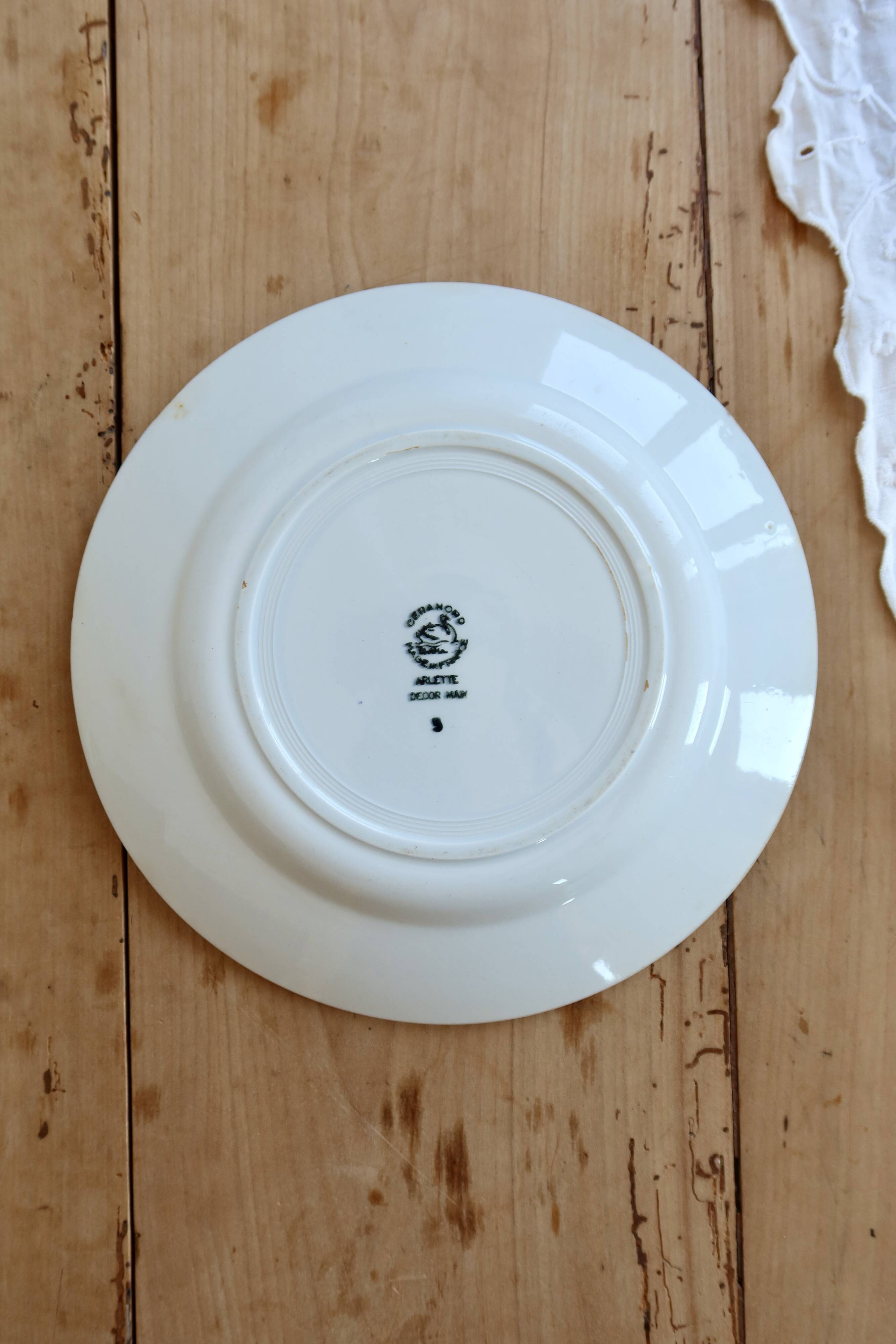 Vintage plate Céranord model Arlette – Polychrome floral earthenware