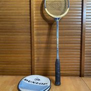 Vintage dunlop badminton racket wood + sports cover #e240