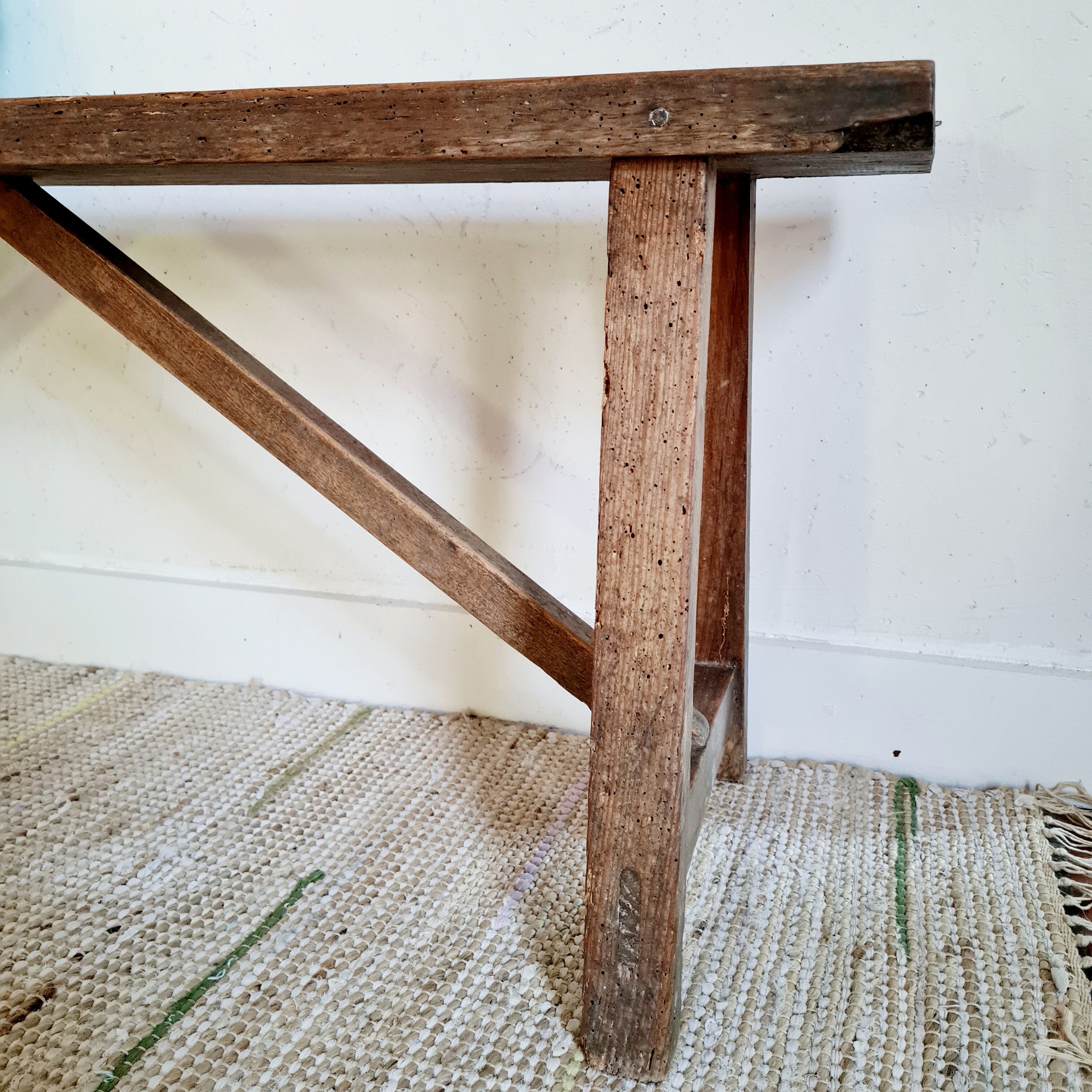 Old wooden country farmhouse bench