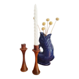 Duo of Scandinavian wood candle holders