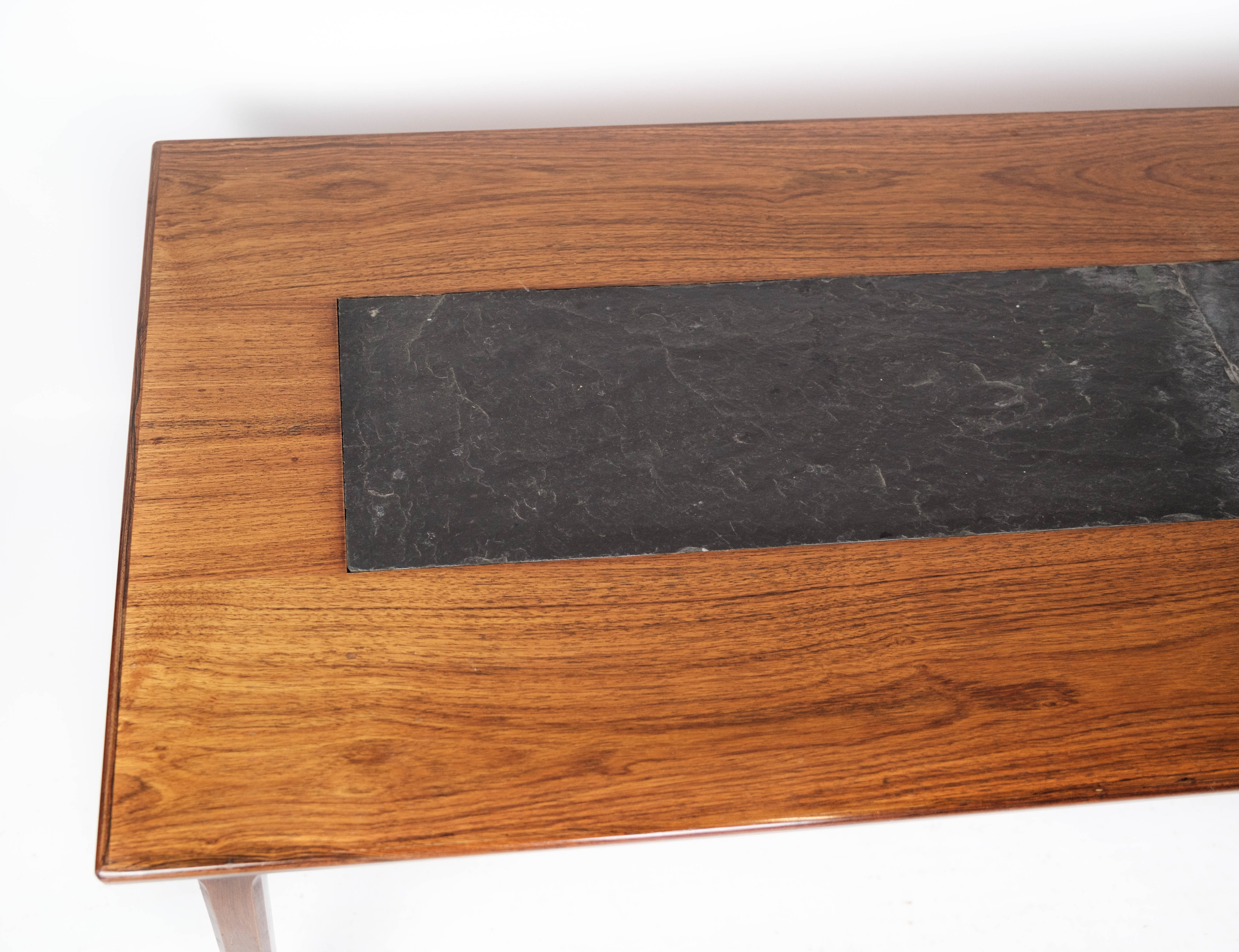 Coffee table in rosewood and black slate of Danish design, 1960s