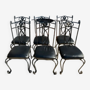 Lot 6 vintage wrought iron chairs