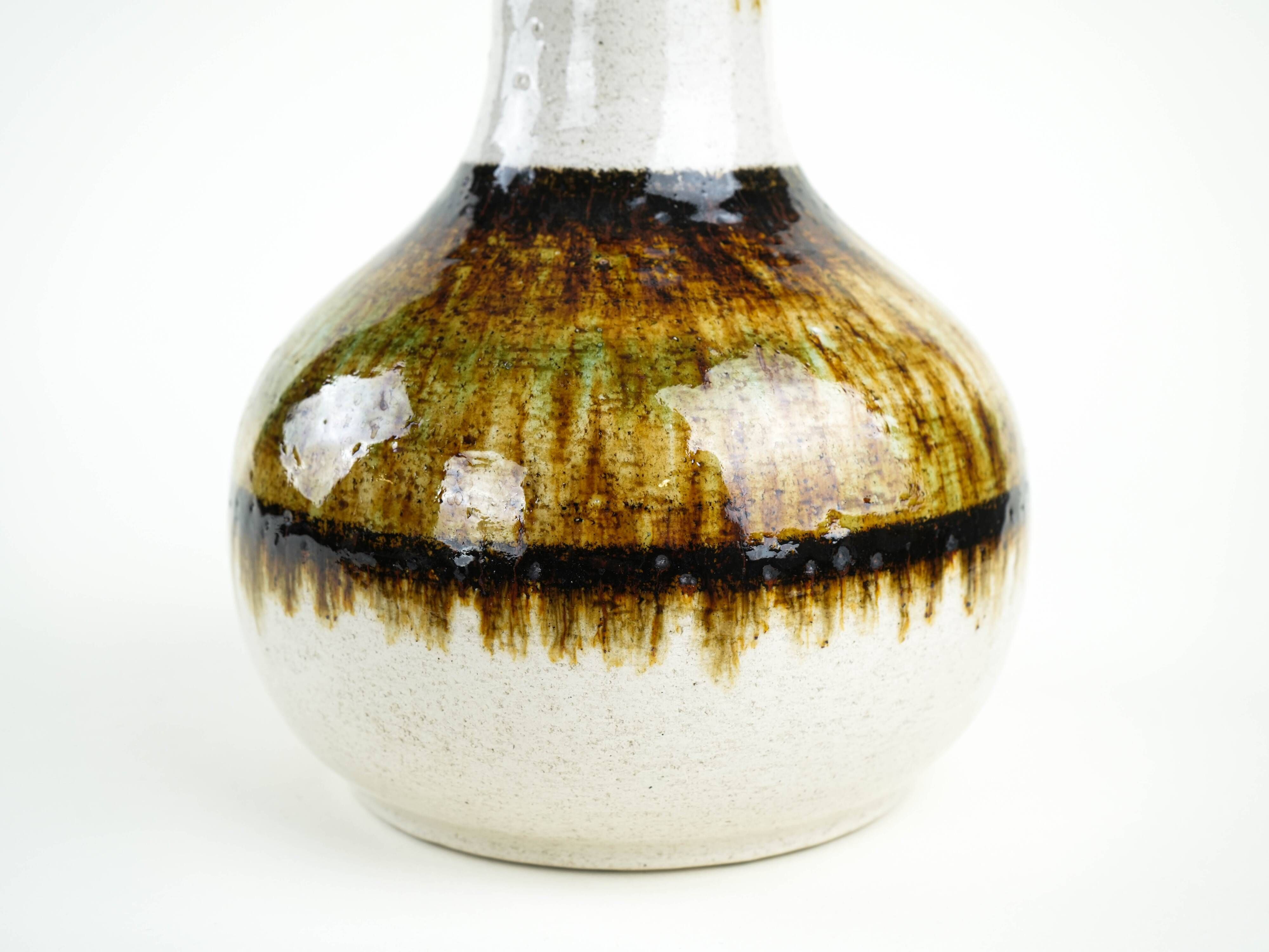 Ceramic vase with drip glaze, German pottery from the 1970s