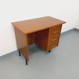 Vintage modernist desk in wood and black metal from the 60s