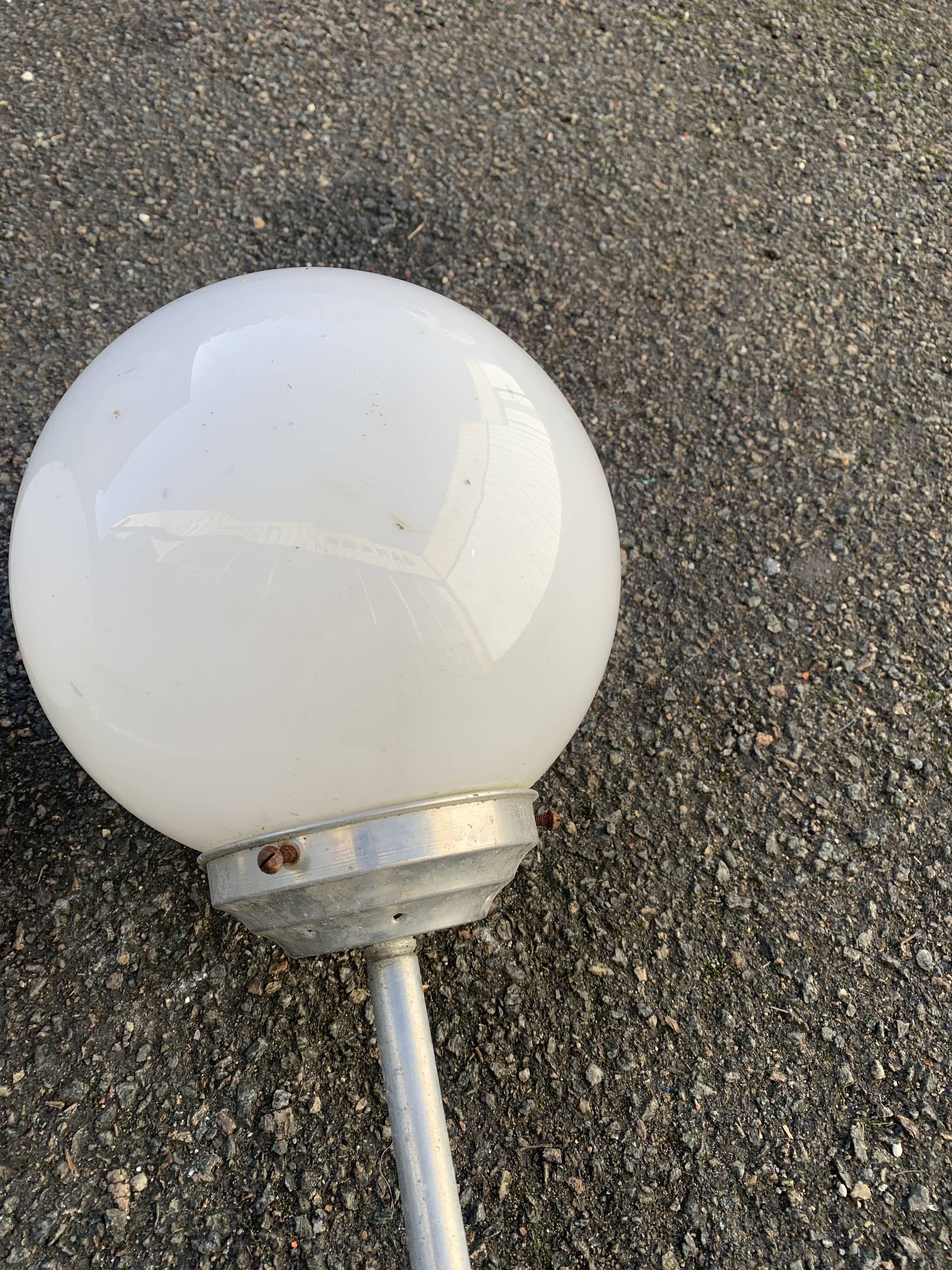 Pair of vintage white opaline school chandeliers