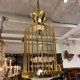 Lustre cage en cristal et bronze vers 1900