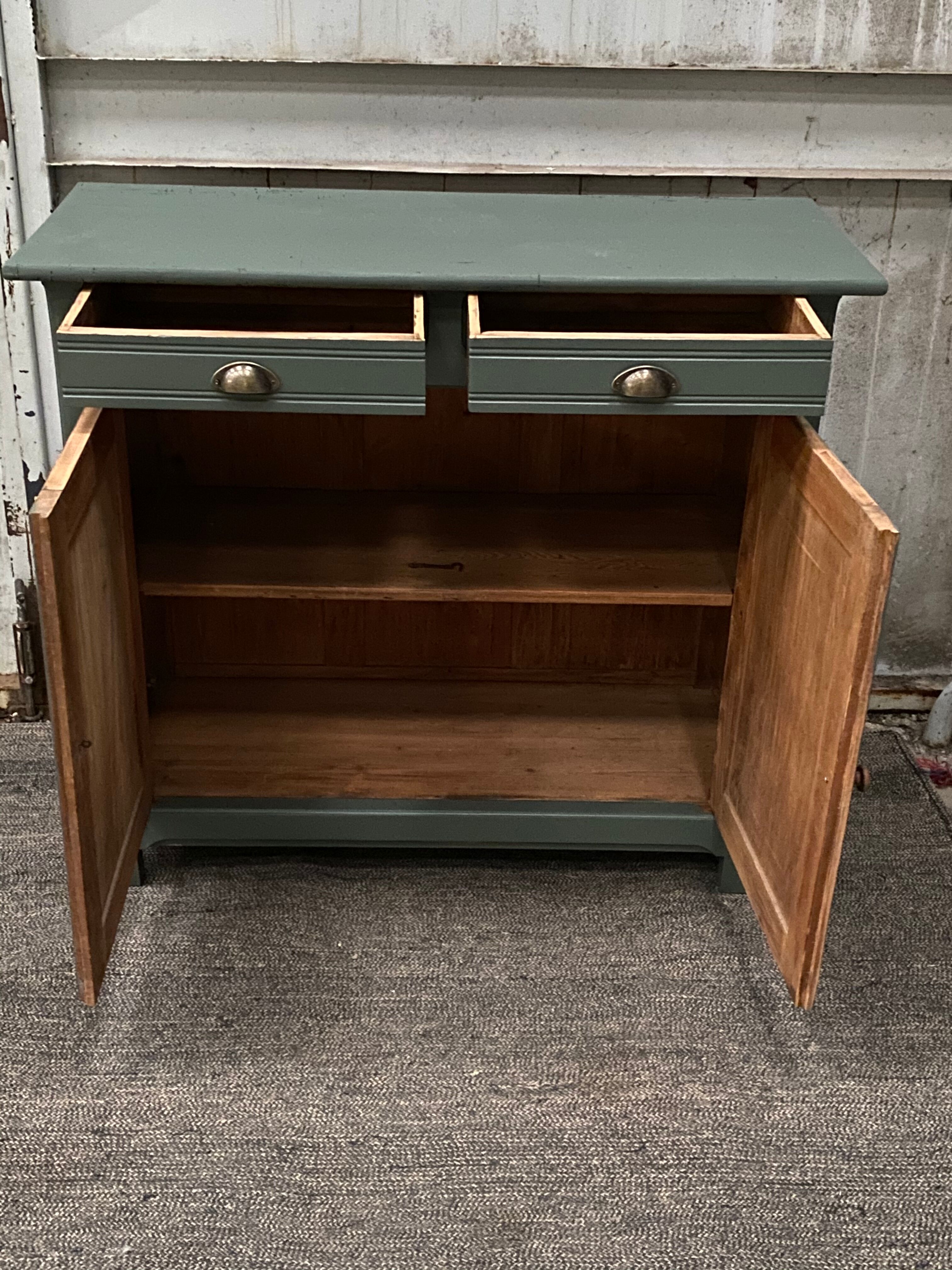 Renovated Parisian buffet in velvet khaki