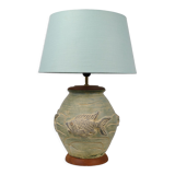 Ceramic lamp decorated fish in relief circa 1970