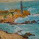 Seaside fisherman painting oil on canvas signed