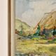 Peinture à l'huile sur panneau vintage " Cabane de montagne avec forêt et collines " - Vintage et encadrée
