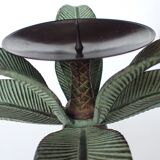 Ancien bougeoir en forme de palmier en métal patiné