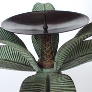 Antique palm tree-shaped candlestick in patinated metal