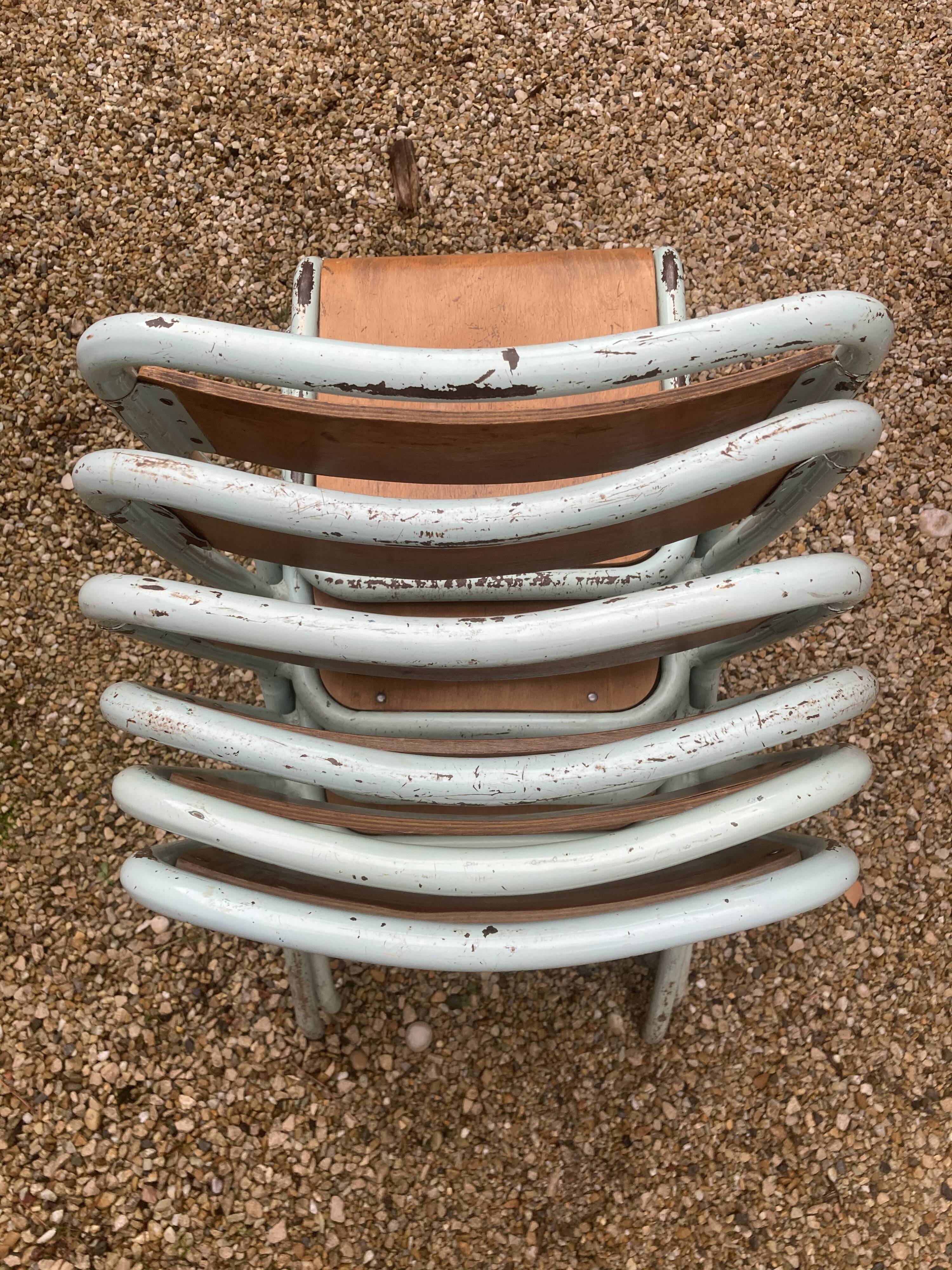 Lot of 6 sky blue Tolix chairs