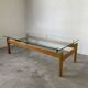 Table scandinave teck blond et verre 60