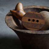 Large hand-carved African wooden bowl, mid-20th century.