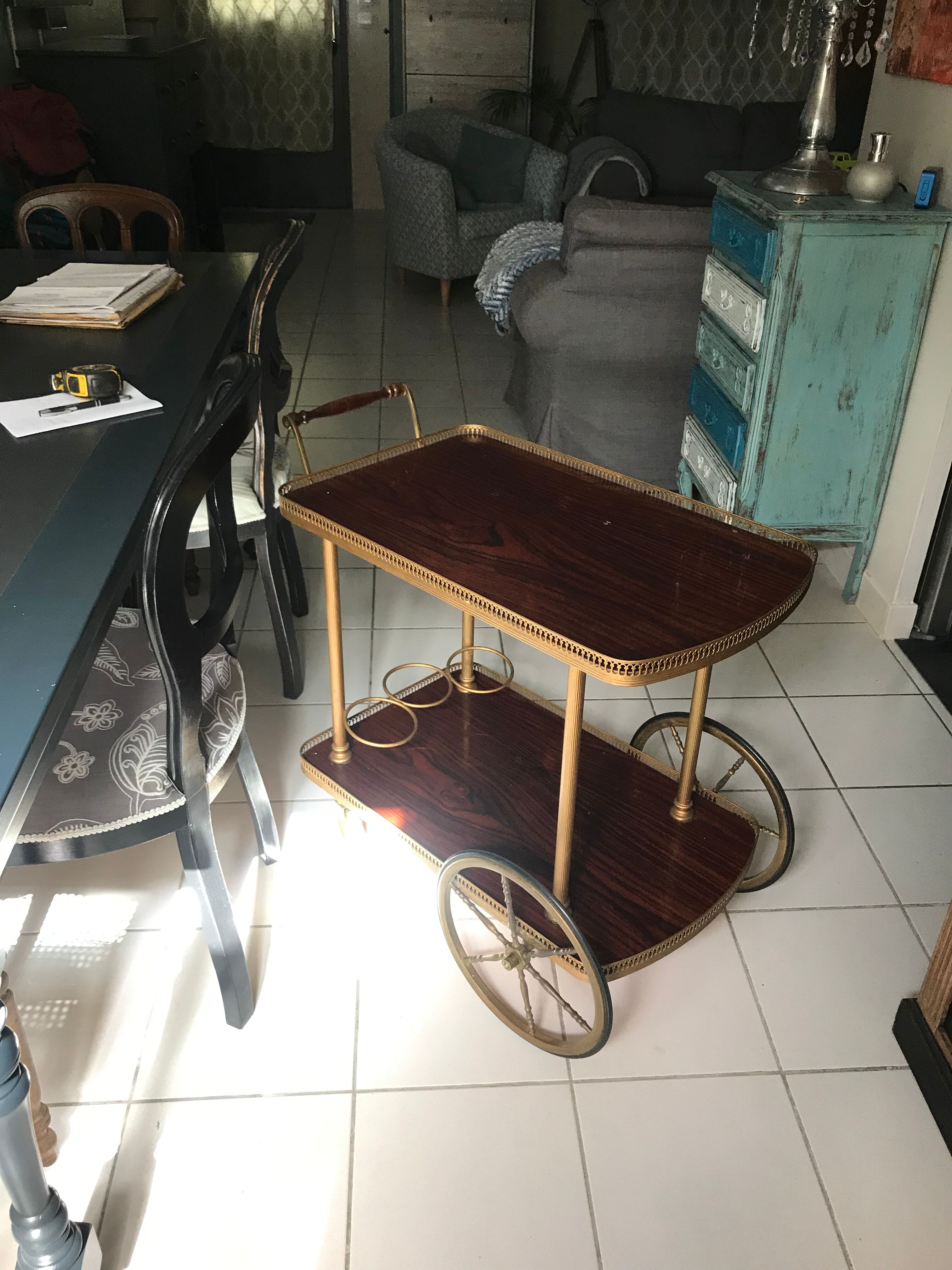 Rolling service wood and brass