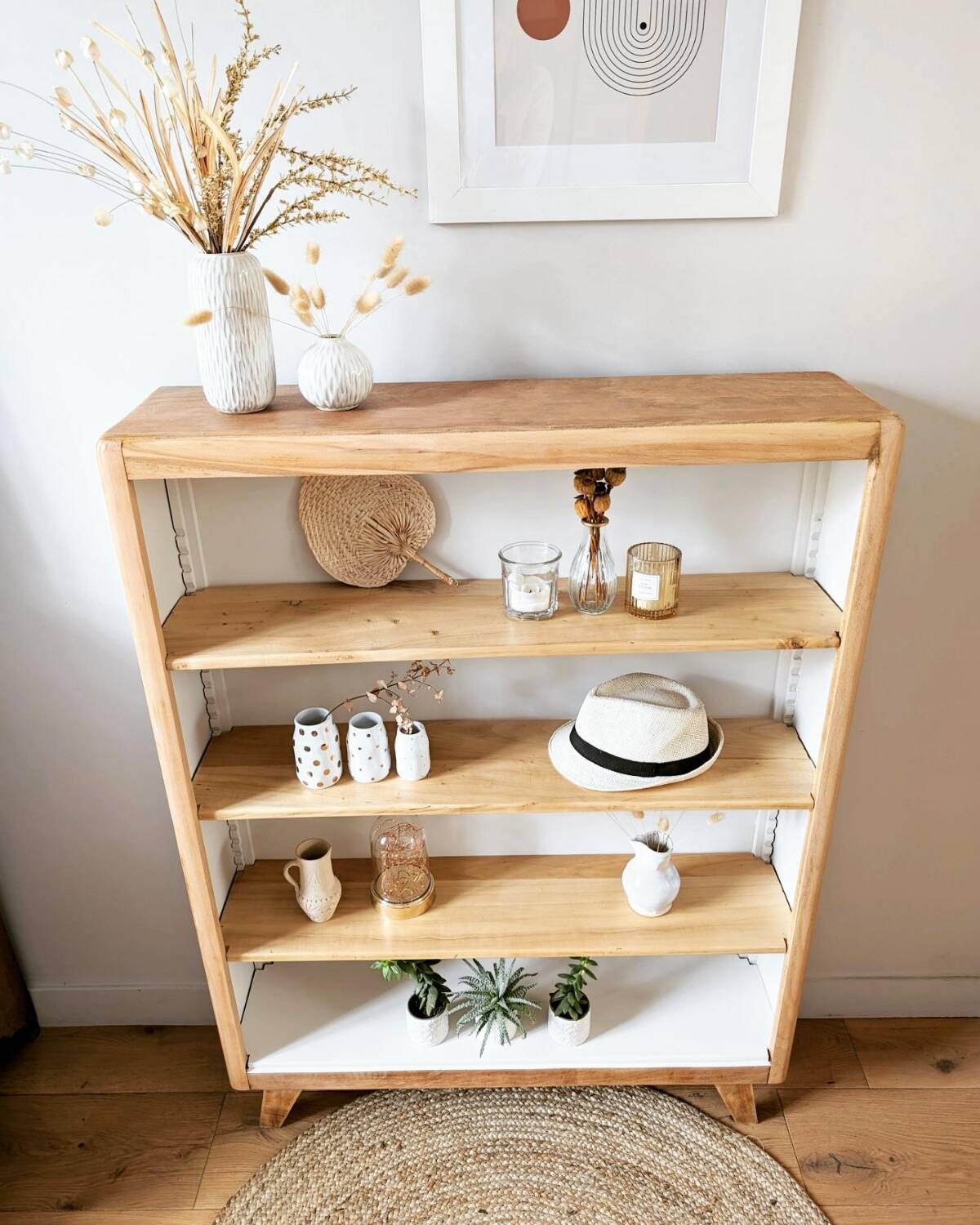 1950s compass foot bookcase shelf