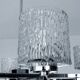 Large Vintage Architectonic  Chrome Glass Pendant Light