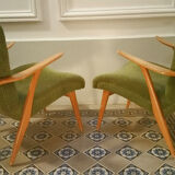 Pair of Wing chairs  Zig Zag scandinavian 50 60s
