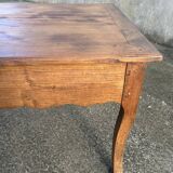 Solid oak farmhouse table, one drawer, vintage, early 20th century.
