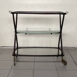 Cesare Lacca 1950 Italian Bar Cart with Brass Wheels