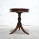 Vintage English pedestal table in wood and leather