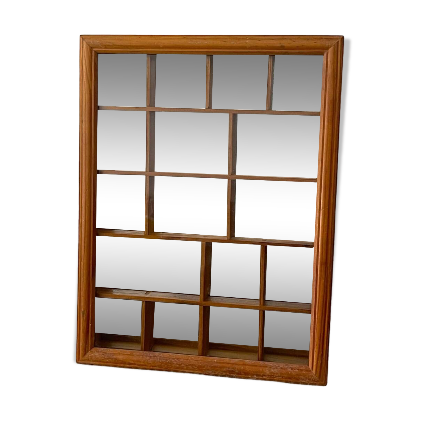 Storage box with wall-mounted glass mirror with integrated storage
