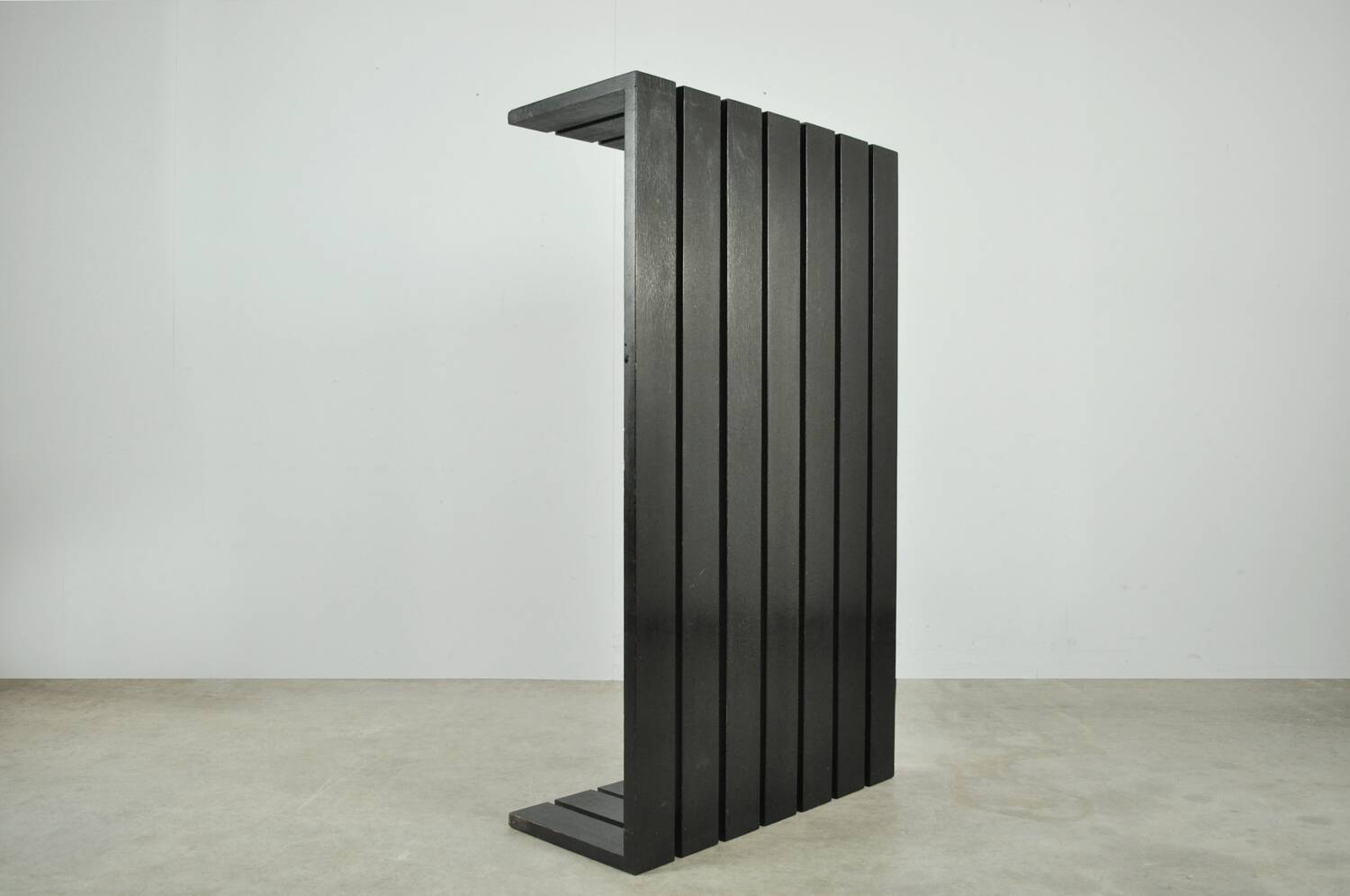 Vintage handmade wide SLATTED bench / side table, Netherlands 1970s