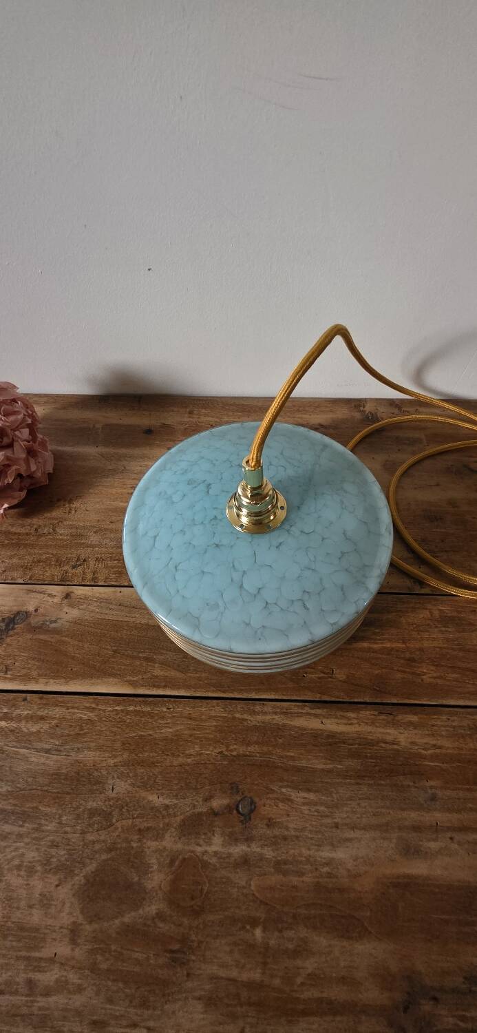 Clichy Glass Blue Portable Pendant Light