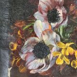 "Still Life with Flowers" Oil on canvas hand painted French School 19th century