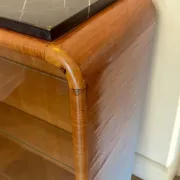 Vintage Art Deco display cabinet in mahogany with a black marble top.