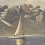 Oil Painting Canvas Landscape Mountain Lake Switzerland Signed Veillon