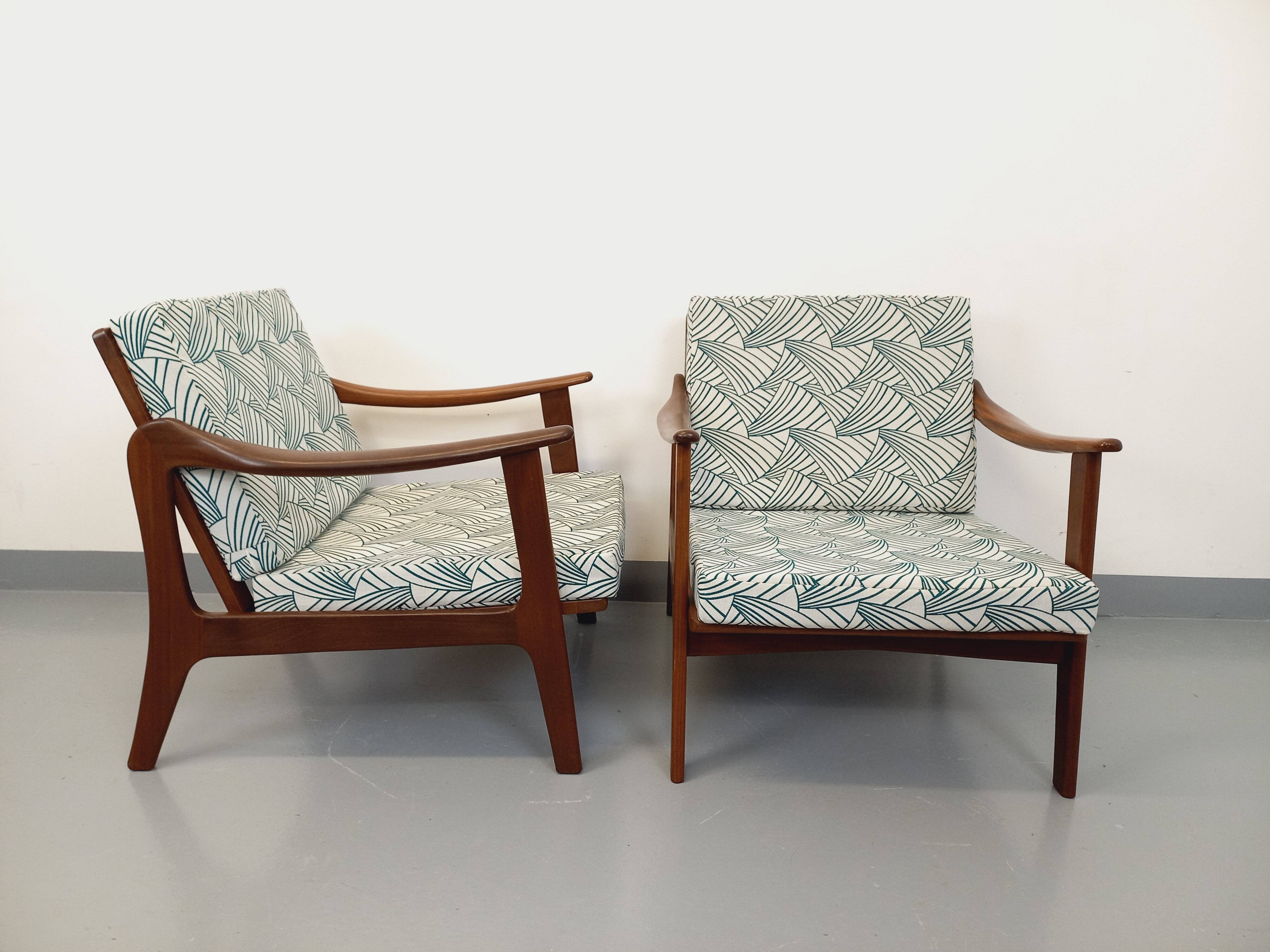 Pair of vintage Scandinavian Arne Wahl Iversen armchairs for Komfort teak